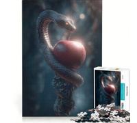 Rompecabezas de 1000 Piezas para Adultos Serpiente con Manzana en un jardín Oscuro Juego Imposible Que fomenta el análisis y la lógica y fortalece el Amor en Pareja 38x26cm