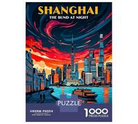 Rompecabezas De 1000 Piezas para Adultos Shanghai Bund at Night Rompecabezas para Adultos Juego Familiar Vacaciones En Casa Matar El Tiempo Difícil Y Desafiante 38x26cm/1000pcs
