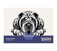 Rompecabezas De 1000 Piezas para Adultos Shar Pei Rompecabezas para Adultos Juguetes Antiestrés Patrón De Montaje Oferta como Regalo para Toda La Familia 52x38cm/1000pcs