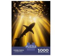 Rompecabezas De 1000 Piezas para Adultos Shark Silhouette in Golden Light Rompecabezas para Adolescentes Juego De Ingenio Desafío Difícil Juego Desafiante Regalos 38x26cm/1000pcs