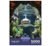 Rompecabezas De 1000 Piezas para Adultos Shark Swimming Through Underwater Cave Rompecabezas para Adultos Juegos De Relajación Regalos para Mujeres Cumpleaños Y Navidad 52x38cm/1000p