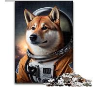 Rompecabezas de 1000 Piezas para Adultos Shiba Inu Astronauta Hecho de Madera,lo Que lo Convierte en un Gran Regalo para la diversión Familiar de 50x75cm para Vacaciones,cumpleaños y Noches de Juegos