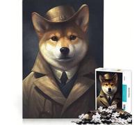 Rompecabezas de 1000 Piezas para Adultos Shiba Inu Detective Juguetes antiestrés desafío exigente colección de Artistas Bellas Artes 38x26cm