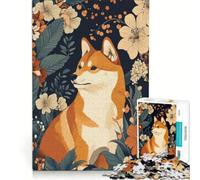 Rompecabezas de 1000 Piezas para Adultos Shiba Inu en un jardín Floral Juguetes para armar para Pasar el Tiempo en Vacaciones cumpleaños 38x52cm