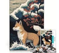 Rompecabezas de 1000 Piezas para Adultos Shiba Inu Ukiyo E Japón Juguetes para armar para Pasar el Tiempo en Vacaciones cumpleaños 38x52cm