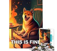 Rompecabezas de 1000 Piezas para Adultos Shiba Is Fine Un Reto para completar Decoración del hogar Juego práctico para Mayores de 14 años (38x52cm)