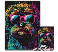 Rompecabezas de 1000 Piezas para Adultos, Shih Tzu, neón, para Fiestas, cumpleaños y Noches de Juegos en Familia, 26x38cm/10,23x14,96 Pulgadas.