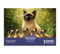 Rompecabezas De 1000 Piezas para Adultos Siamese Cat Family Portrait Rompecabezas para Adultos Juegos Relajantes para La Diversión Familiar Interacción Entre Padres E Hijos 52x38cm/1000pcs