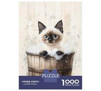Rompecabezas De 1000 Piezas para Adultos Siamese Kitten Bubble Bath Rompecabezas para Adultos Juegos Divertidos Una Obra De Arte Oferta como Regalos para Toda La Familia 38x26cm/1000pcs