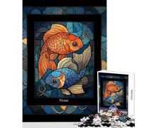 Rompecabezas de 1000 Piezas para Adultos Signo del Zodiaco Piscis vidriera artística Juguete para decoración de Pared Regalo de cumpleaños Juegos relajantes Interesante reducción del estrés 50x75cm