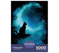 Rompecabezas De 1000 Piezas para Adultos Silhouette Cat Stargazing Rompecabezas para Adultos Juegos Divertidos Decoración De Pared Cumpleaños Y Navidad 70x50cm/1000pcs