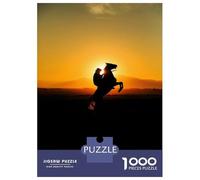 Rompecabezas De 1000 Piezas para Adultos Silhouette of Horse and Rider Rompecabezas para Adultos Juegos Divertidos Desafío Difícil Interacción Entre Padres E Hijos 52x38cm/1000pcs