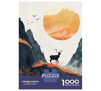 Rompecabezas De 1000 Piezas para Adultos Silhouette Stag in Sunrise Rompecabezas para Adultos Juguetes DIY Una Obra De Arte Regalo De Cumpleaños, Regalos, 70x50cm/1000pcs