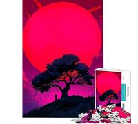 Rompecabezas de 1000 Piezas para Adultos Silueta bajo una Luna Rosa Juego desafiante y Relajante Regalos Ideales para Mujeres (Tamaño 75x50cm)