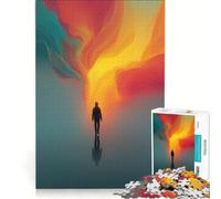 Rompecabezas de 1000 Piezas para Adultos Silueta Caminando hacia una luz Abstracta Juego Imposible Actividades Divertidas para Hacer en casa Ideal para Decorar el Escritorio 38x52cm