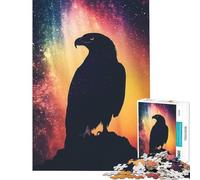 Rompecabezas de 1000 Piezas para Adultos Silueta de águila sobre Fondo galáctico Diseño difícil y desafiante Juego práctico de Montaje Apto para Mayores de 14 años 38x52cm
