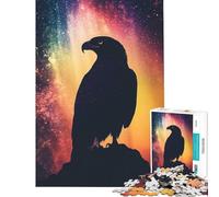 Rompecabezas de 1000 Piezas para Adultos Silueta de águila sobre Fondo galáctico Un desafío para completar el Montaje Decoración para el hogar Juguetes para Mayores de 14 años 50x75cm
