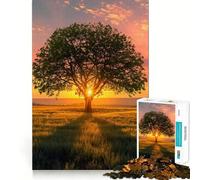 Rompecabezas de 1000 Piezas para Adultos Silueta de árbol al Atardecer Diseño preciso Juego Divertido para desarrollar la Mente y el Pensamiento Actividad de Ocio y cumpleaños (50x75cm)