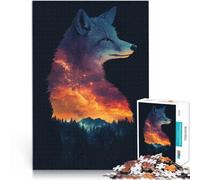 Rompecabezas de 1000 Piezas para Adultos Silueta de Galaxia de Zorro Juego de Preguntas con Piezas de Formas aleatorias Que se entrelazan Completamente 38x26cm