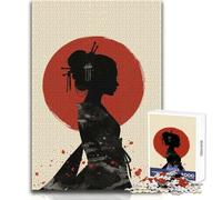 Rompecabezas de 1000 Piezas para Adultos, Silueta de Geisha con Sol Rojo, Relajante, Tranquilo, para Interiores, Divertido, Corte preciso, Juguete de Juego, tamaño 50x75cm
