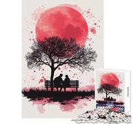 Rompecabezas de 1000 Piezas para Adultos Silueta de Pareja bajo la Luna roja Juguetes antiestrés Grandes Regalos y Juguetes Juego Educativo Interesante Juego para Reducir el estrés Tamaño 38x52cm