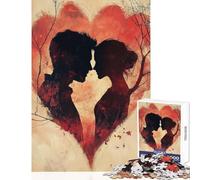 Rompecabezas de 1000 Piezas para Adultos Silueta de Pareja en un corazón Juego Educativo para la diversión Familiar Juguete Educativo Que fomenta el Amor Entre Parejas (52x38cm)