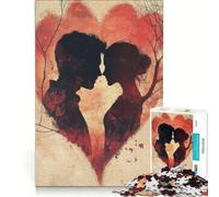 Rompecabezas de 1000 Piezas para Adultos Silueta de Pareja en un corazón Juguetes para armar para diversión Familiar para Fortalecer el Amor Entre Parejas 50x75cm
