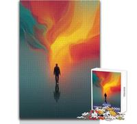 Rompecabezas de 1000 Piezas para Adultos, Silueta de Rompecabezas Caminando hacia una luz Abstracta, Ideal para Momentos de Tranquilidad y relajación, Corte Uniforme Limpio, Juguete de Ocio, 38x52cm