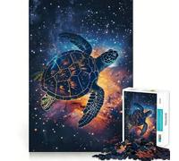 Rompecabezas de 1000 Piezas para Adultos, Silueta de Tortuga, Galaxia, decoración, Juego de construcción, Juego de Paz, Regalo de cumpleaños (38x52cm)