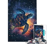 Rompecabezas de 1000 Piezas para Adultos Silueta de Tortuga Rompecabezas galáctico Juguete de 1000 Piezas decoración de Pared Regalo de cumpleaños Juego desafiante (38x26cm)