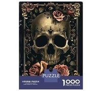 Rompecabezas De 1000 Piezas para Adultos Skull with Pink Roses IV Rompecabezas para Adolescentes Juguetes Antiestrés Desafío Difícil Actividades Divertidas En Casa 70x50cm/1000pcs