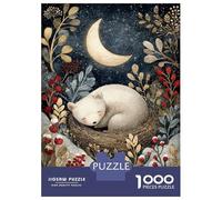 Rompecabezas De 1000 Piezas para Adultos Sleeping Bear Cub Under Crescent Moon Rompecabezas para Adultos Juegos Familiares Análisis Y Lógica Regalos Y Cumpleaños Únicos 52x38cm/1000pcs