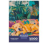 Rompecabezas De 1000 Piezas para Adultos Sleeping Dog in Tropical Garden Rompecabezas para Adultos Juego De Ingenio Pero Divertido Y Humorístico 38x26cm/1000pcs