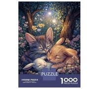 Rompecabezas De 1000 Piezas para Adultos Sleeping Kittens and Bunnies Rompecabezas Juegos Divertidos Vacaciones En Casa Matar El Tiempo Cumpleaños Y Navidad 52x38cm/1000pcs