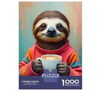 Rompecabezas De 1000 Piezas para Adultos Sloth Holding Coffee Cup Rompecabezas para Adultos Juegos De Relajación para La Diversión Familiar Interacción Entre Padres E Hijos 70x50cm/1000pcs