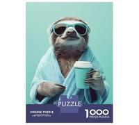 Rompecabezas De 1000 Piezas para Adultos Sloth in A Robe with Coffee Rompecabezas para Adultos Juegos De Relajación Regalos para Mujeres Cumpleaños Y Navidad 38x26cm/1000pcs