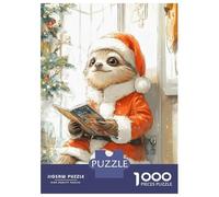 Rompecabezas De 1000 Piezas para Adultos Sloth Santa Reading Rompecabezas para Adultos Juego Familiar Análisis Y Lógica Cumpleaños Y Navidad 52x38cm/1000pcs