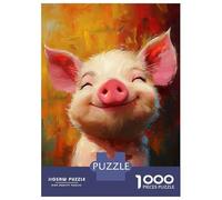 Rompecabezas De 1000 Piezas para Adultos Smiling Happy Pig Rompecabezas para Adultos Juegos Familiares para La Diversión Familiar Regalo De Cumpleaños, Regalos, 52x38cm/1000pcs