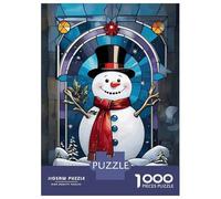 Rompecabezas De 1000 Piezas para Adultos Smiling Snowman in Stained Glass Rompecabezas para Adultos Juegos De Relajación Regalo De Cumpleaños Interacción Entre Padres E Hijos 70x50cm/1000pcs