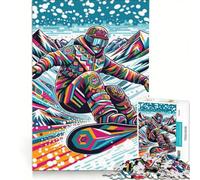 Rompecabezas de 1000 Piezas para Adultos Snowboard Estilo Pop Art Juguetes para armar Mejora la Memoria cumpleaños y Navidad 50x75cm