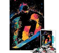 Rompecabezas de 1000 Piezas para Adultos Snowboarder en acción Un Reto para completar Decoración para el hogar Divertido Juego Apto para Mayores de 14 años (50x75cm)