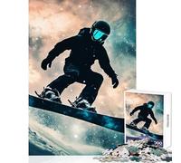 Rompecabezas de 1000 Piezas para Adultos Snowboarder en el Espacio Juguetes antiestrés Regalo de cumpleaños Juego Imposible con póster a Juego y Hoja de Trivia tamaño 38x26cm