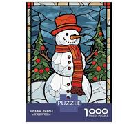 Rompecabezas De 1000 Piezas para Adultos Snowman Stained Glass Rompecabezas Juegos Familiares Difícil Difícil Cumpleaños Y Navidad 70x50cm/1000pcs
