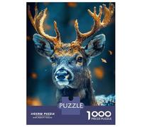 Rompecabezas De 1000 Piezas para Adultos Snowy Deer Portrait Rompecabezas para Adultos Juegos Divertidos Alivia El Estrés 38x26cm/1000pcs
