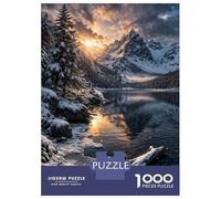 Rompecabezas De 1000 Piezas para Adultos Snowy Mountain Lake at Sunset Rompecabezas para Adultos Juguetes De Bricolaje Análisis Y Lógica Regalos De Cumpleaños Y Únicos 52x38cm/1000pcs