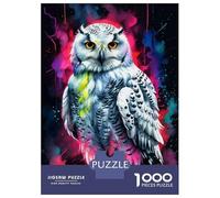Rompecabezas De 1000 Piezas para Adultos Snowy Owl Watercolor Art Rompecabezas para Adultos Juego De Ingenio Desafío Difícil Desafiante De Completar 70x50cm/1000pcs