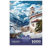 Rompecabezas De 1000 Piezas para Adultos Snowy Village in Sierra Nevada Rompecabezas Juego De Ingenio Alivia El Estrés Cumpleaños 38x26cm/1000pcs