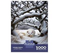 Rompecabezas De 1000 Piezas para Adultos Snowy Winter Landscape with White Weasel Rompecabezas para Adultos Análisis Práctico del Juego Y Lógica Interacción Entre Padres E Hijos 52x38cm/1000pcs