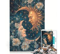 Rompecabezas de 1000 Piezas para Adultos Sol y Luna Abrazo Floral Decoración de Pared Actividades Familiares Lista de Deseos con Papá Noel 38x52cm