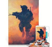 Rompecabezas de 1000 Piezas para Adultos Soldado en Combate Juegos Familiares Carrera de Velocidad Manual Ideal para Decorar el Escritorio 38x26cm
